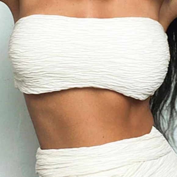 Mara Hoffman Swim Women's Cream Textured Abigail Bandeau Bikini Top Nwot L #2210